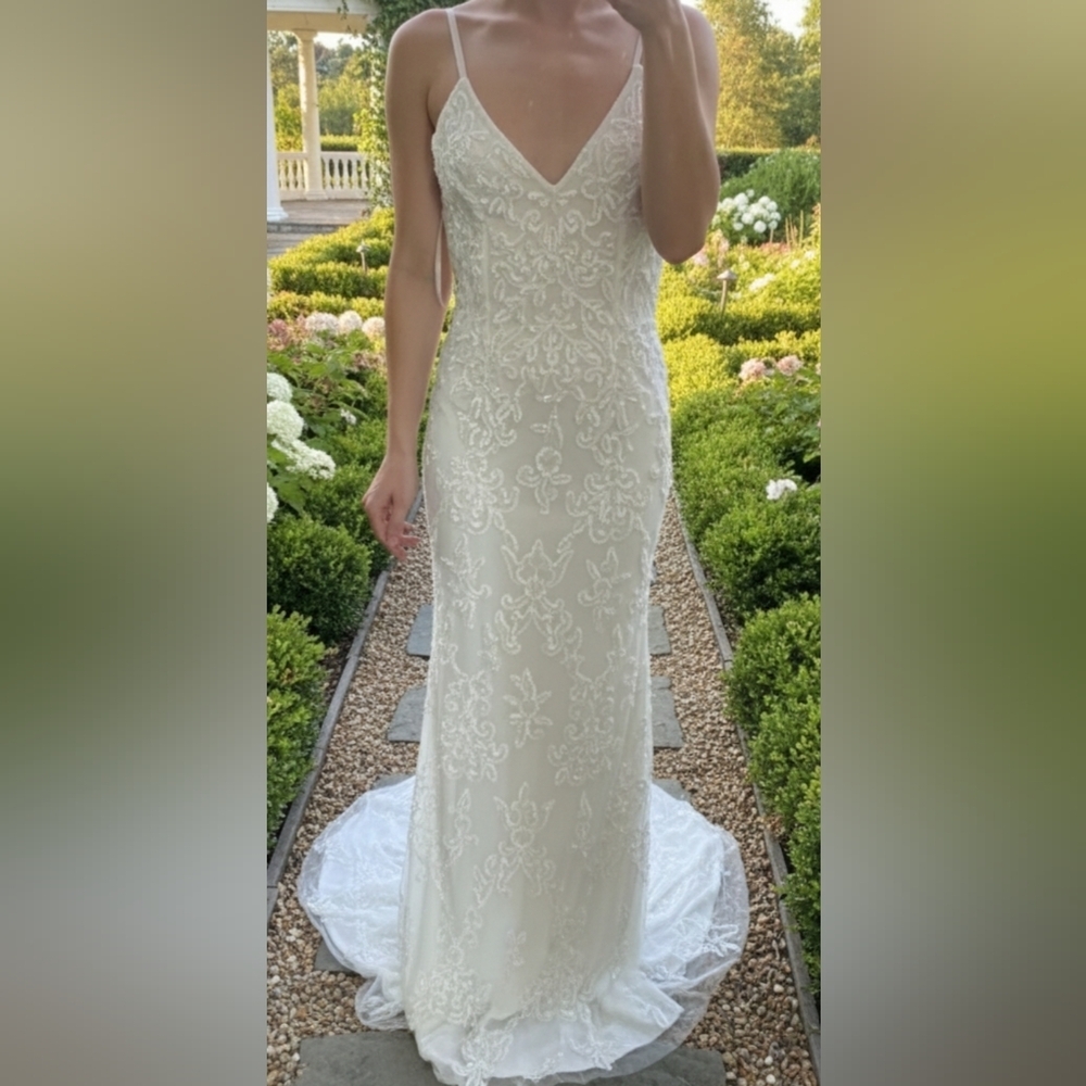 Lulus Everlasting Passion White Sequin Beaded Backless Maxi Wedding Dress - Picture 14 of 16